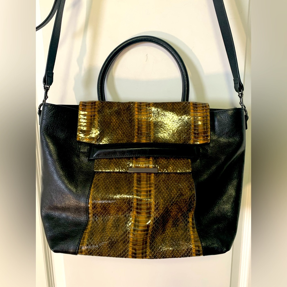 OFFERS??? Beautiful H by Halston tote bag w/ snake skin Patent detail
